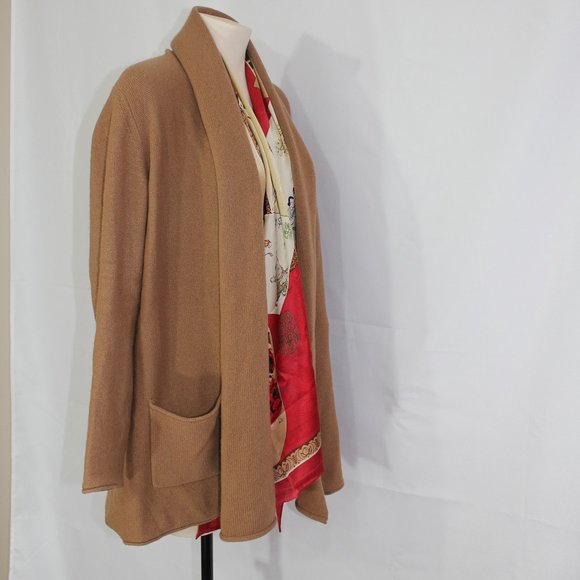 Babaton Aritzia Wool Cashmere Camel Open Front Knit Cardigan Medium - Picture 5 of 8